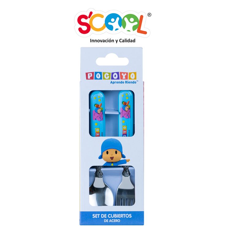 Set Cubiertos Acero Celeste Pocoyo Scool Set Cubiertos Acero Celeste Pocoyo Scool