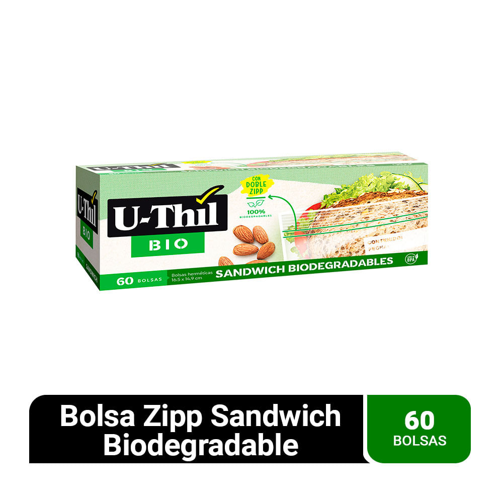 Bolsa Doble Zipp U-Thil Biodegrable Chica x50un