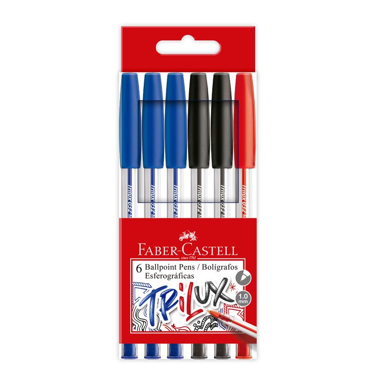 Estuche Lapiceros Trilux Faber Castell 032 3Az 2Neg 1Roj 6un