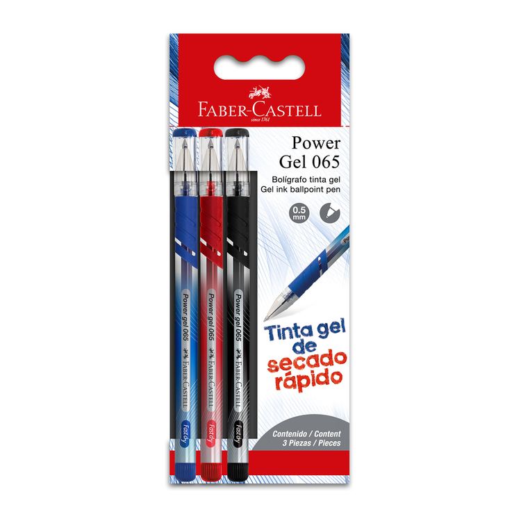 Estuche Lapicero Power Gel Faber Castell 065 3 Azul 3un