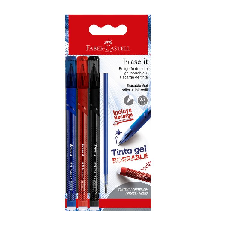 Estuche Lapicero Faber Castell Erase It 1Az 1Rj 1Ng +Refil 3un