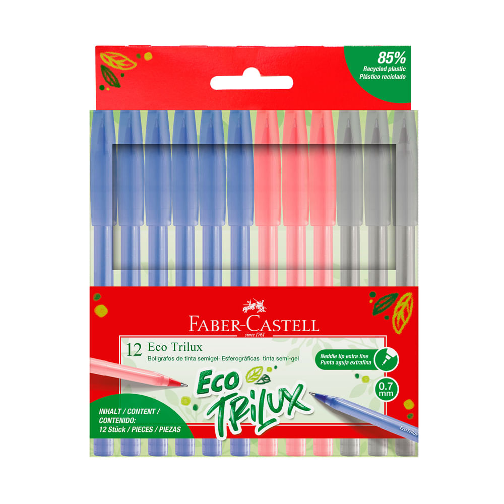 Estuche Lapicero Faber Castell Eco Trilux 6Az 3Rj 3Ng 12un