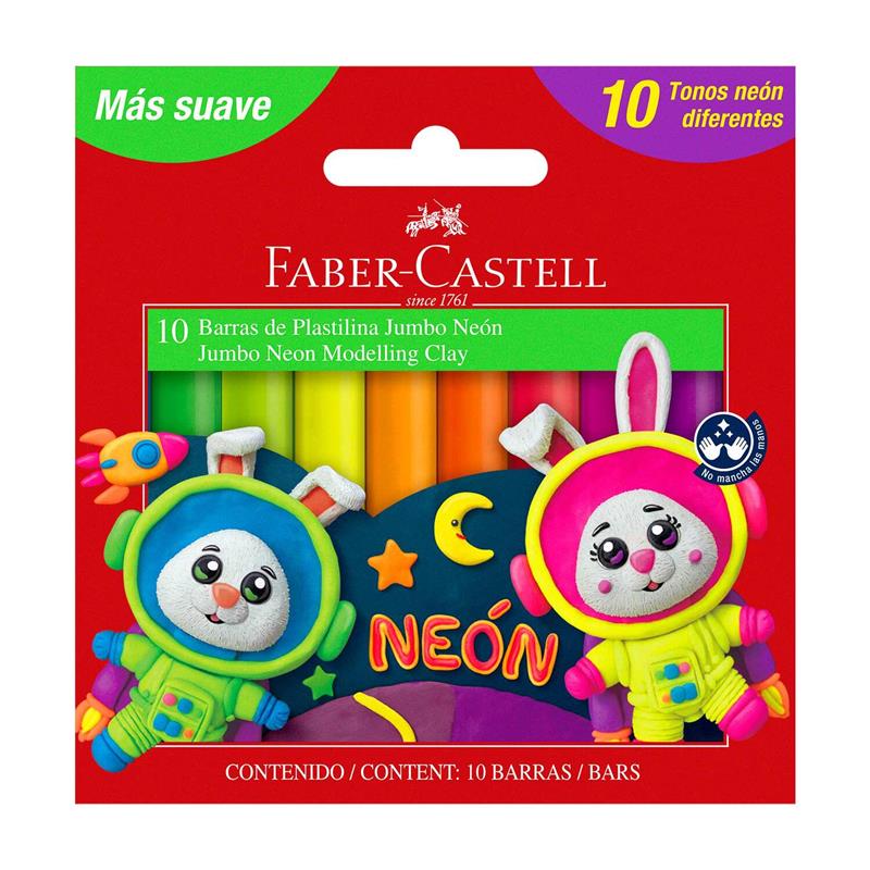 Estuche Plastilina Jumbo Faber Castell Neón 10un