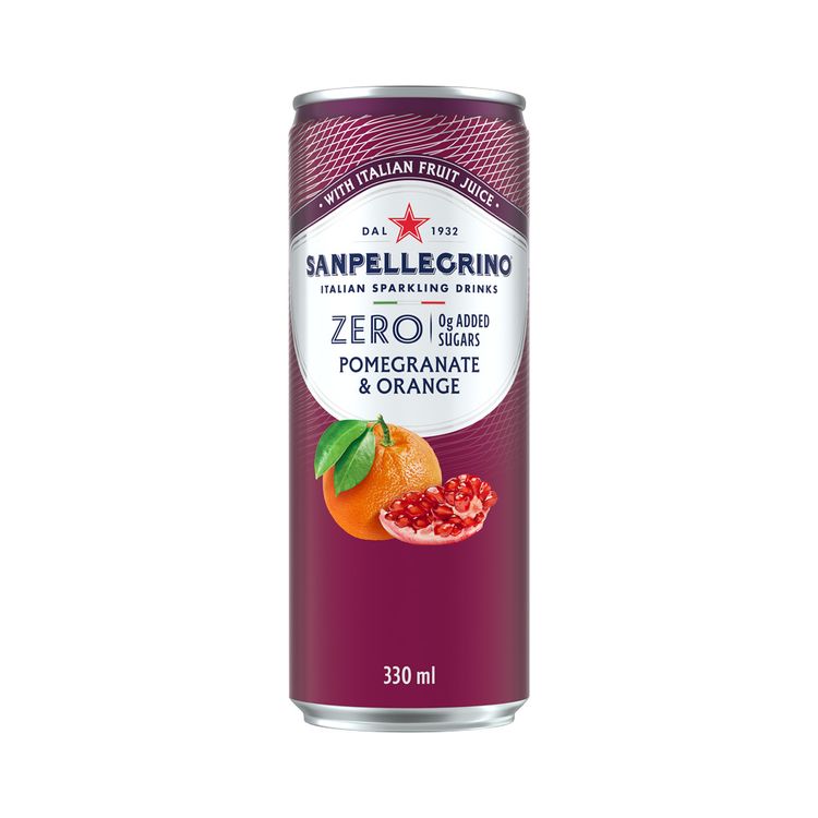Agua Carbonatada Sanpellegrino Zero Pomegranate & Orange Lata 330ml