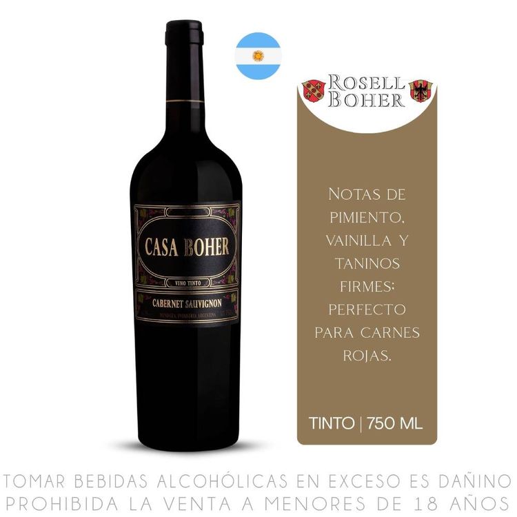 Vino Tinto Cabernet Sauvignon Casa Boher Botella 750ml