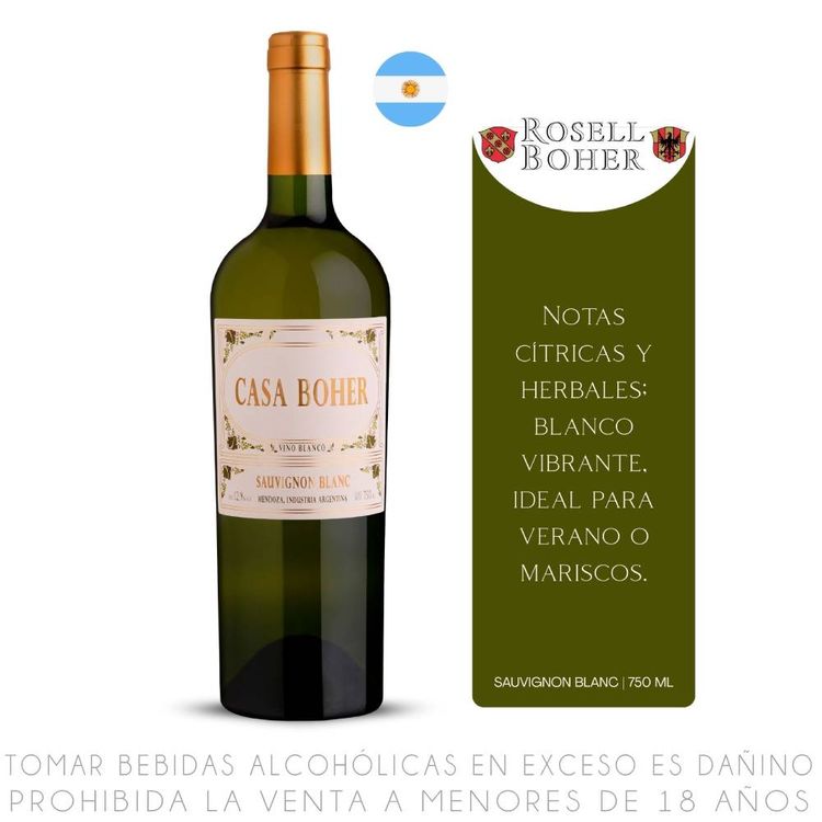 Vino Blanco Sauvignon Blanc Casa Boher Botella 750ml