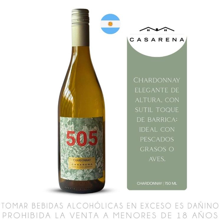 Vino Blanco Chardonnay Casarena 505 Botella 750ml