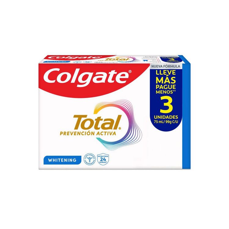 Tripack Crema de Dientes Colgate Total Whitening 75ml