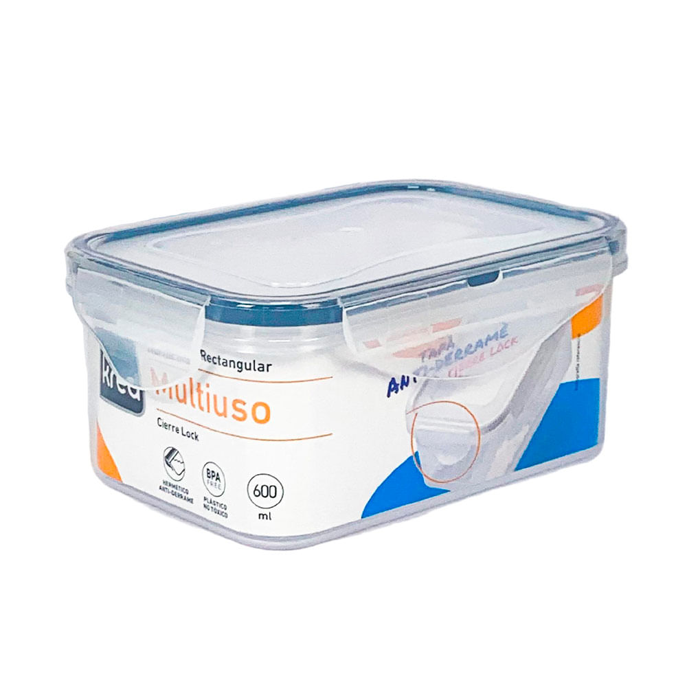 Contenedor Hermético Krea Lock Rectangular 0.6L
