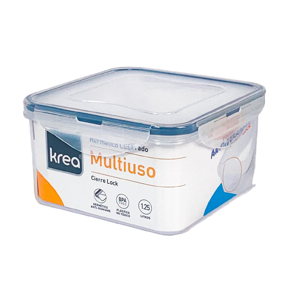 Contenedor Hermético Krea Lock Cuadrado 1.25L