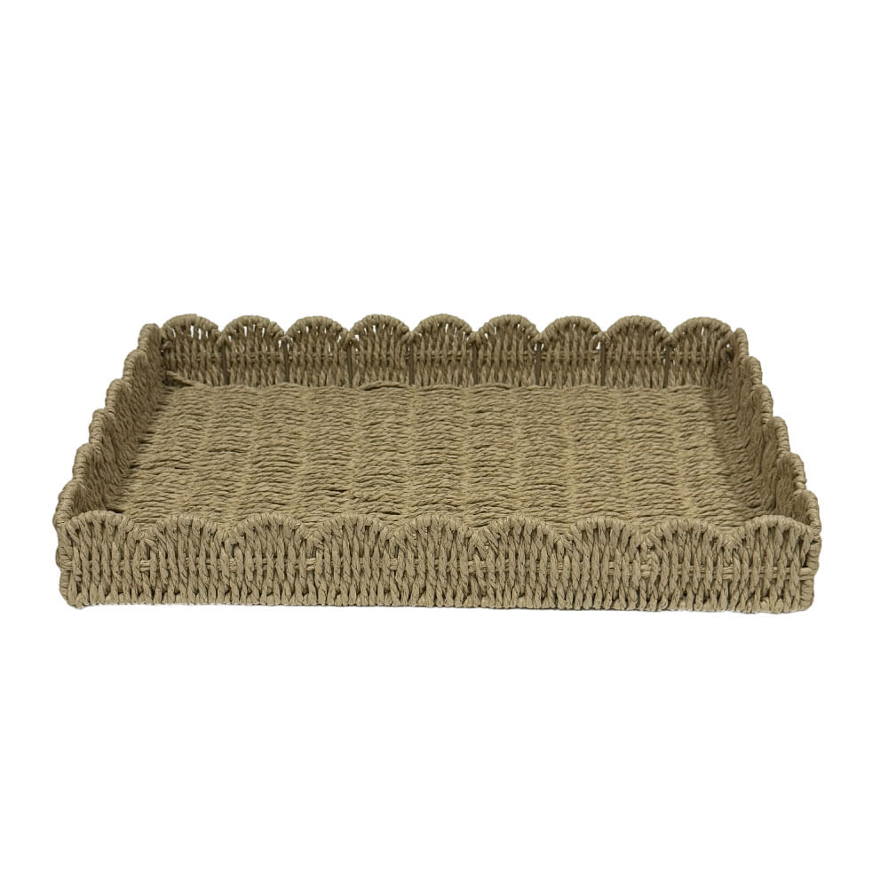 Bandeja Cross Check Decorativa Fibra Natural 45x30cm