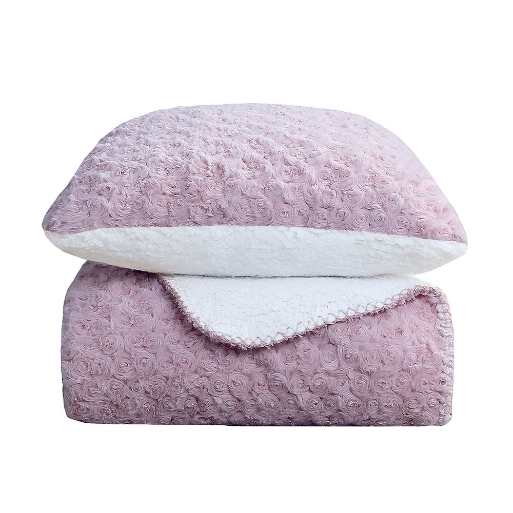 Set Cojín Krea + Manta Supersuave Malva