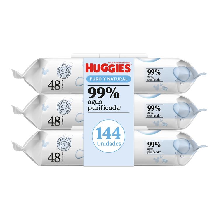Tripack Toallitas Húmedas Huggies Puro y Natural 48un
