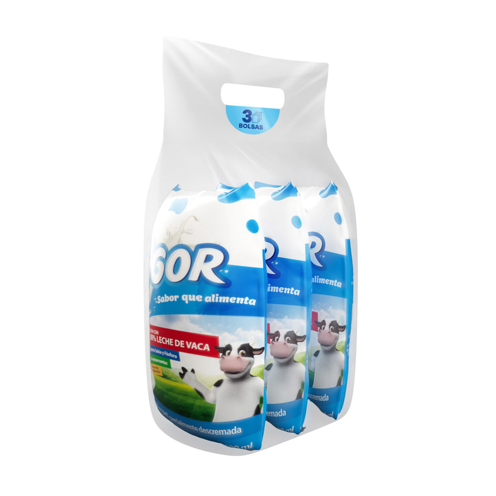 Tripack Leche UHT Vigor Bolsa 800ml