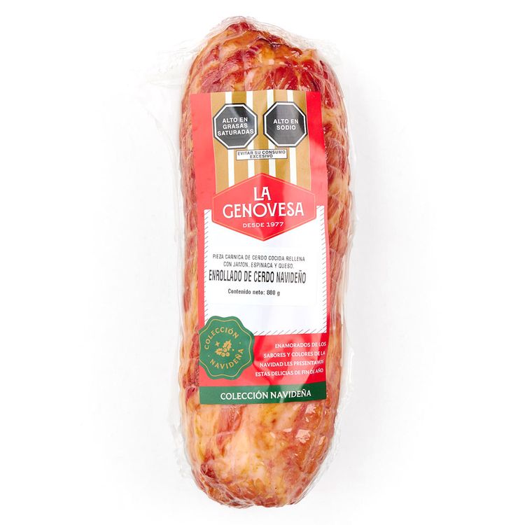 Enrollado de Cerdo Navideño La Genovesa Jamón, Espinaca y Queso 800g