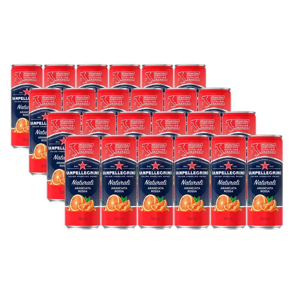 Pack x24 Agua Carbonatada Sanpellegrino Aranciata Rossa Lata 330ml