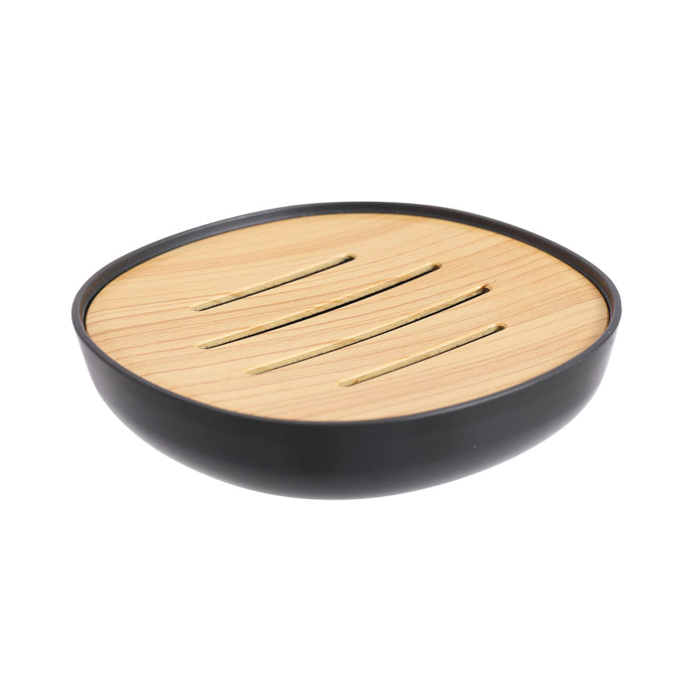 Jabonera Krea Básica Look Madera Negro