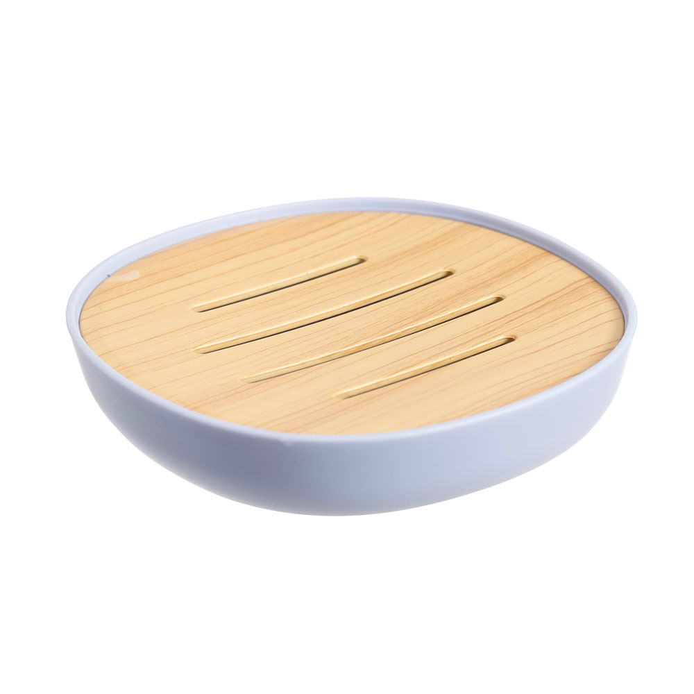 Jabonera Krea Básica Look Madera Celeste