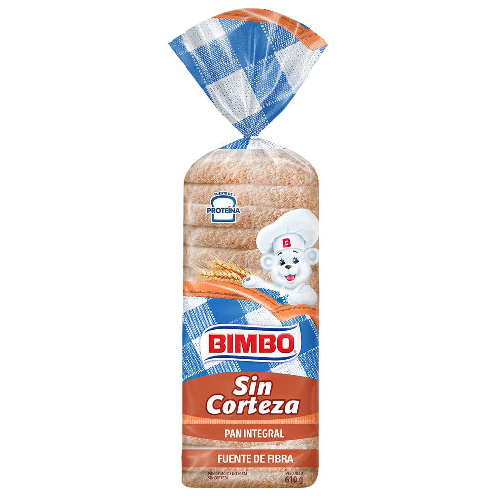 Pan de Molde Integral Sin Corteza 610g