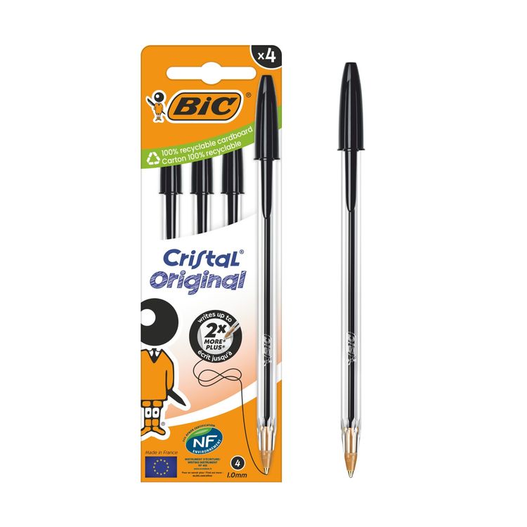 Set de Lápices Cristal Original Black Bic 4un 1mm