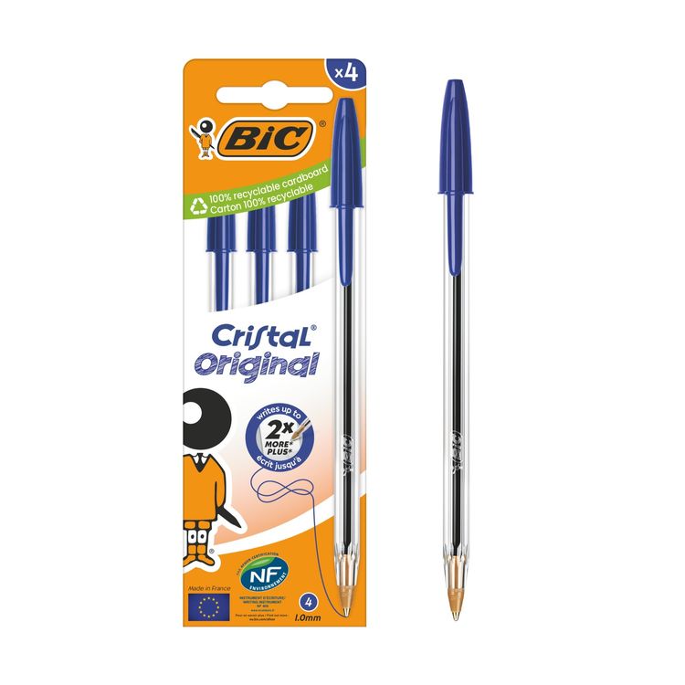 Set de Lápices Bic Ázul Cristal Original 4un