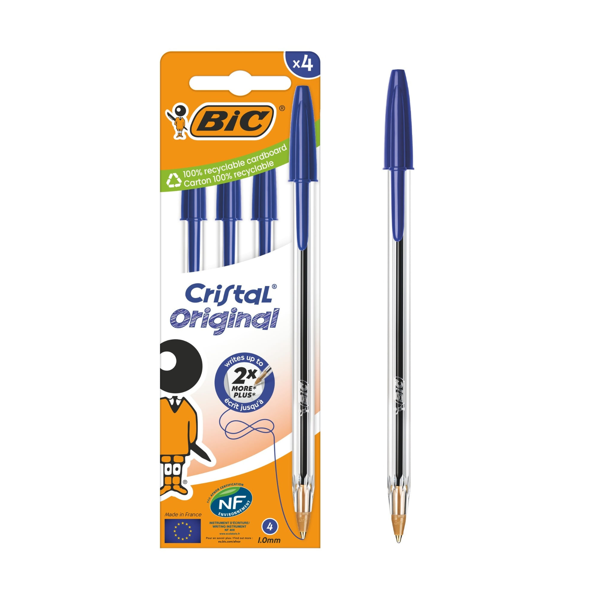 Set de Lápices Bic Ázul Cristal Original 4un