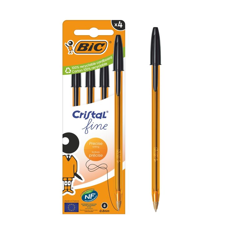 Set de Lápices Cristal Bic Black Fine 0..8mm