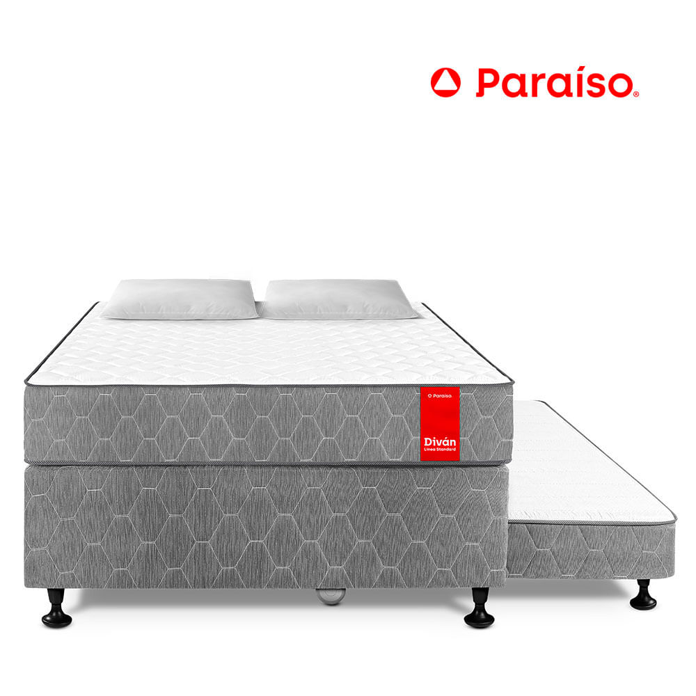 Cama Diván 2 Plazas + 2 Almohadas + Protector