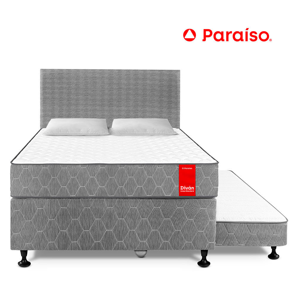 Dormitorio Diván 2 Plazas + 2 Almohadas + Protector