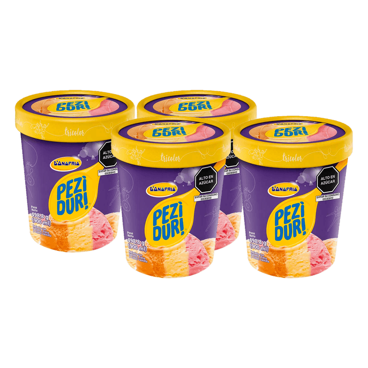 Fourpack Helado Peziduri Tricolor 900ml