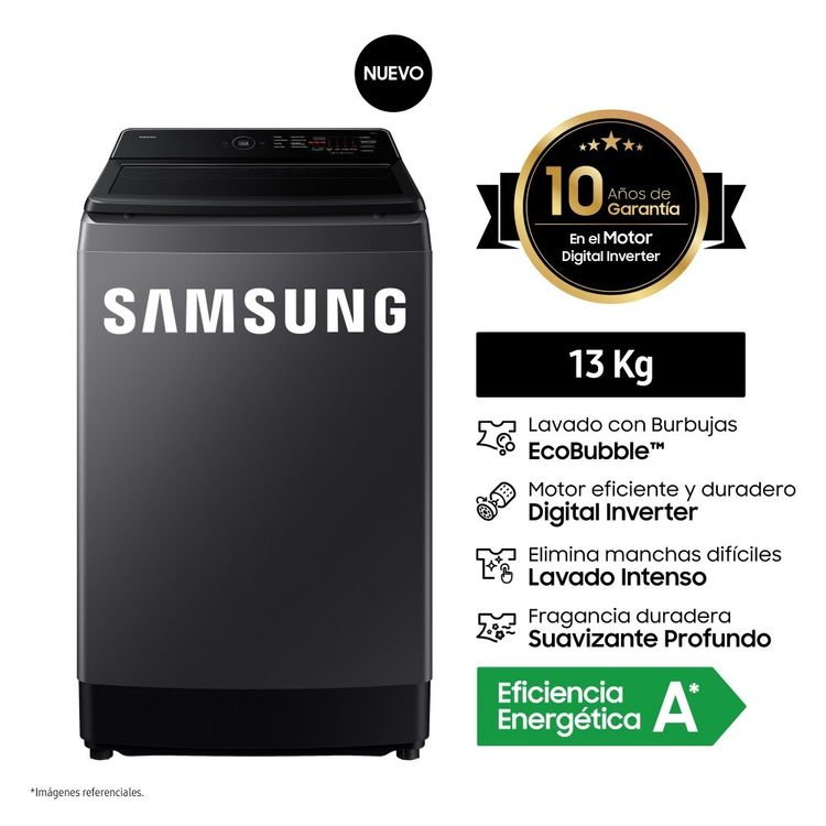 Lavadora Samsung EcoBubble 13Kg Gris WA40F13E4CPE
