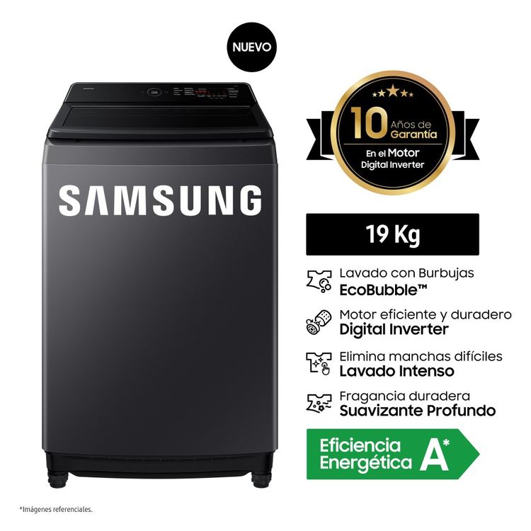 Lavadora Samsung EcoBubble 19Kg Gris WA40F19E7CPE