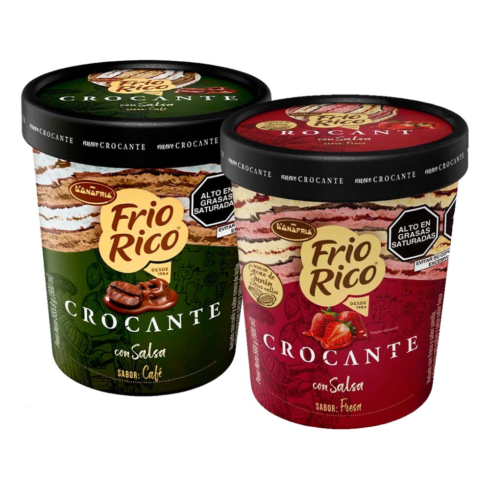 Pack Helado Frio Rico Crocante 900ml: Café + Fresa