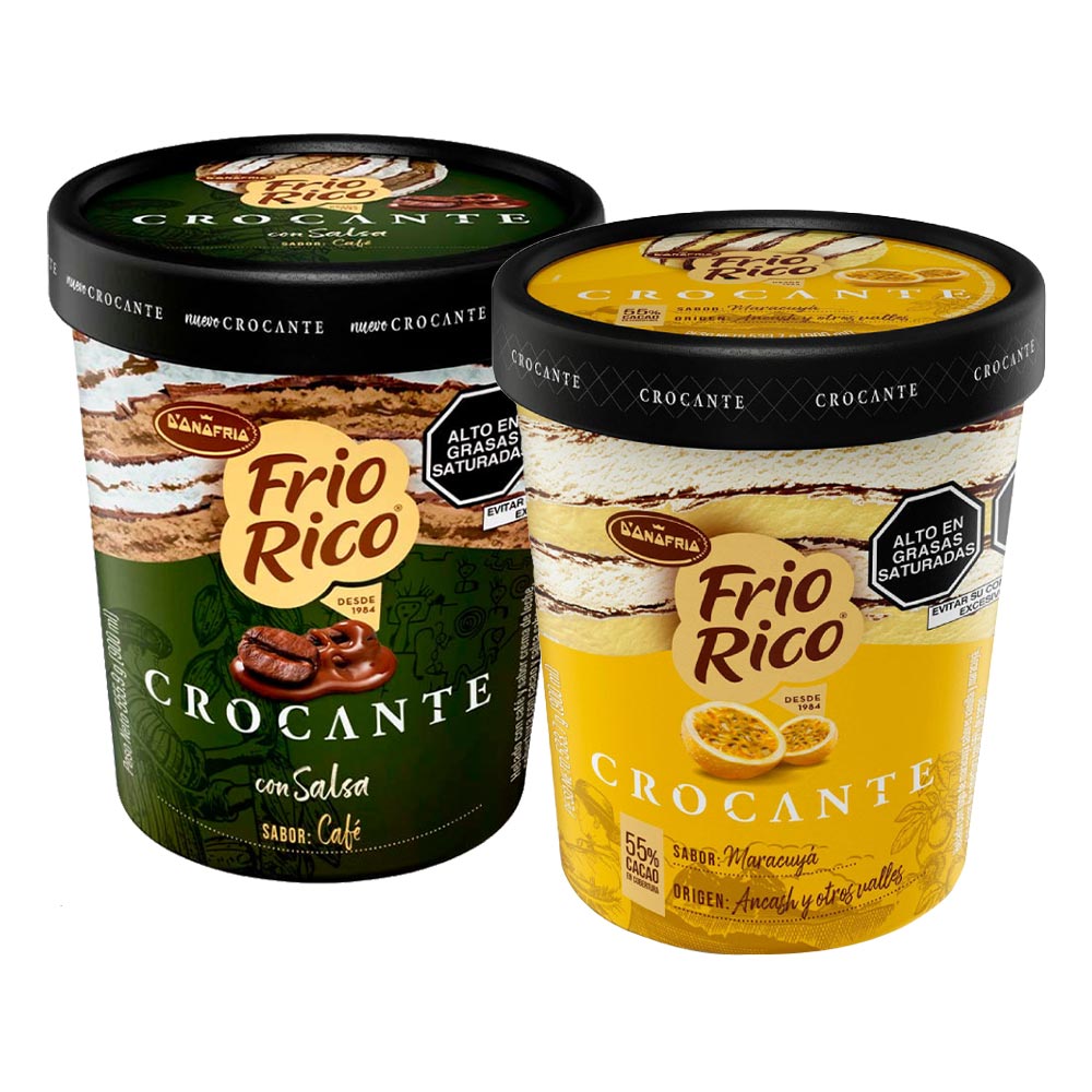 Pack Helado Frio Rico Crocante 900ml: Café + Maracuyá