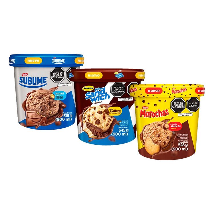 Pack Helado Donofrio Premium 900ml: Morocha + Sandwich + Sublime