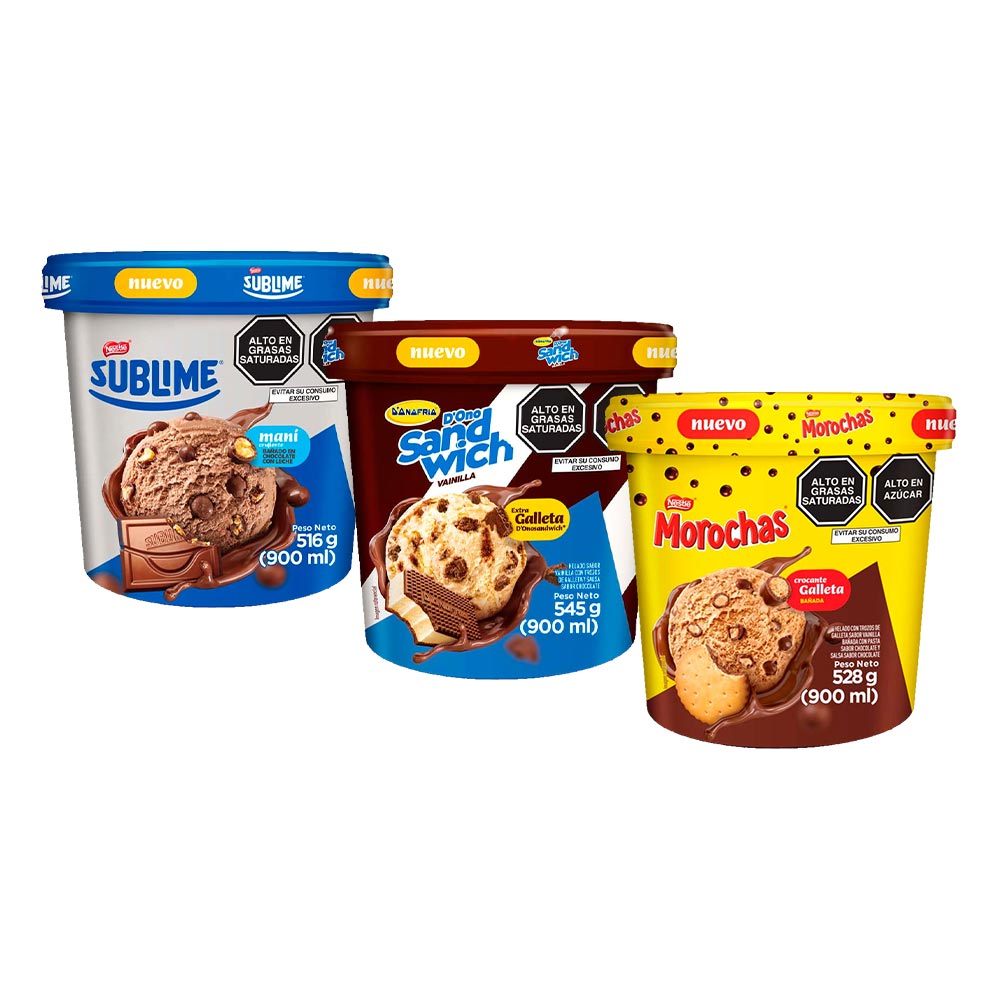 Pack Helado Donofrio Premium 900ml: Morocha + Sandwich + Sublime