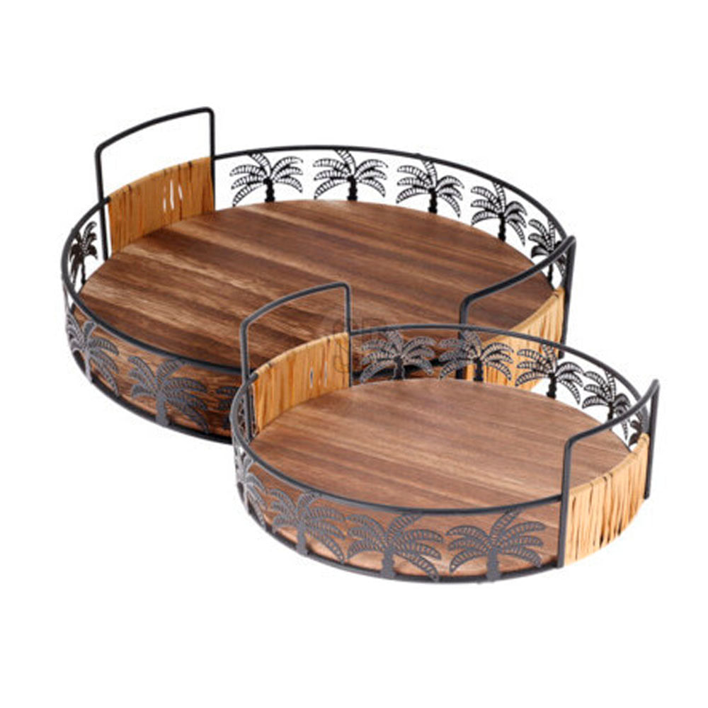 Juego de 2 Bandejas H&S Collection con Mango de Metal