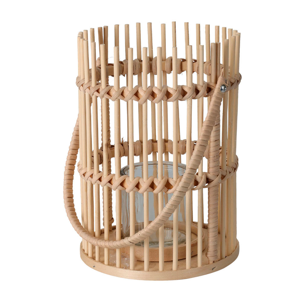 Linterna Bambu H&S Collection con Cristal Interior A