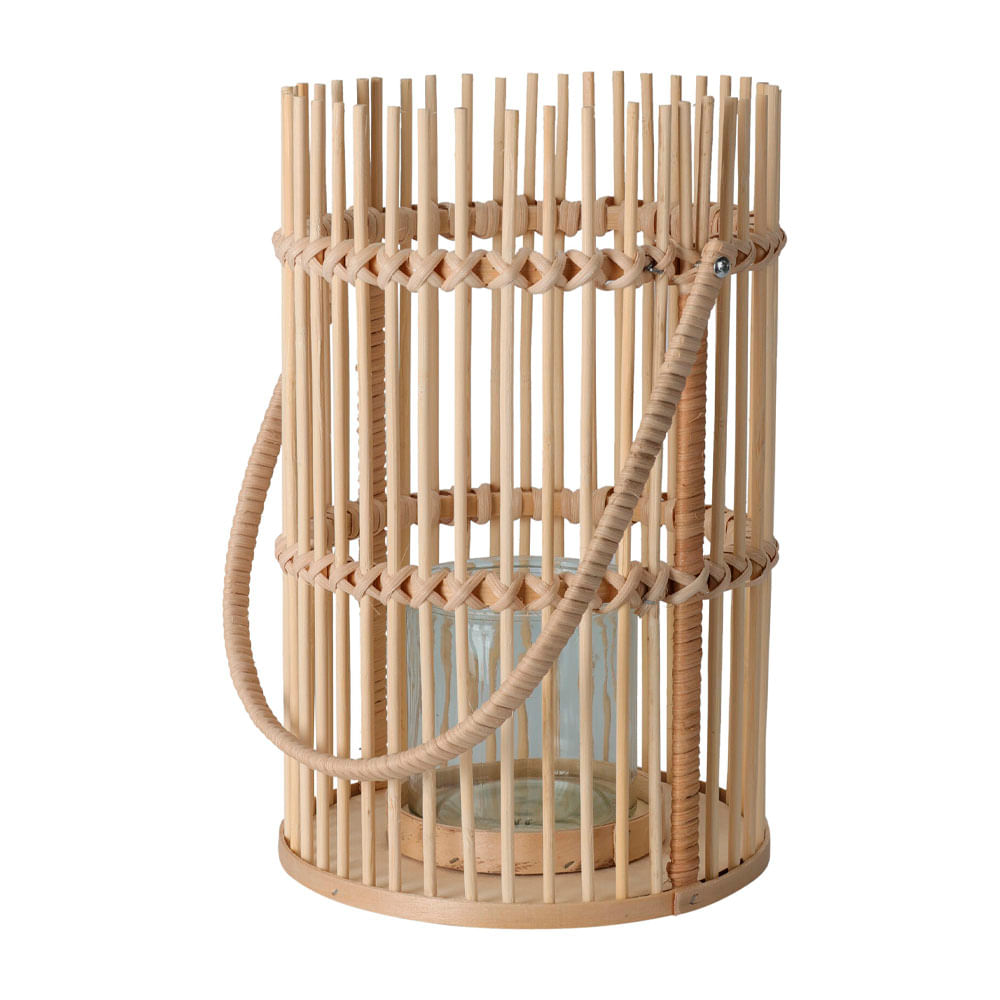 Linterna Bambu H&S Collection con Cristal Interior B