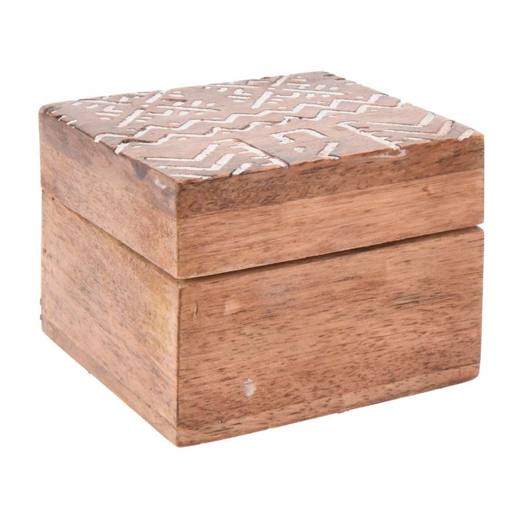 Caja con Tapa H&S Collection Madera Mango 7x5cm Caja con Tapa H&S Collection Madera Mango 7x5cm