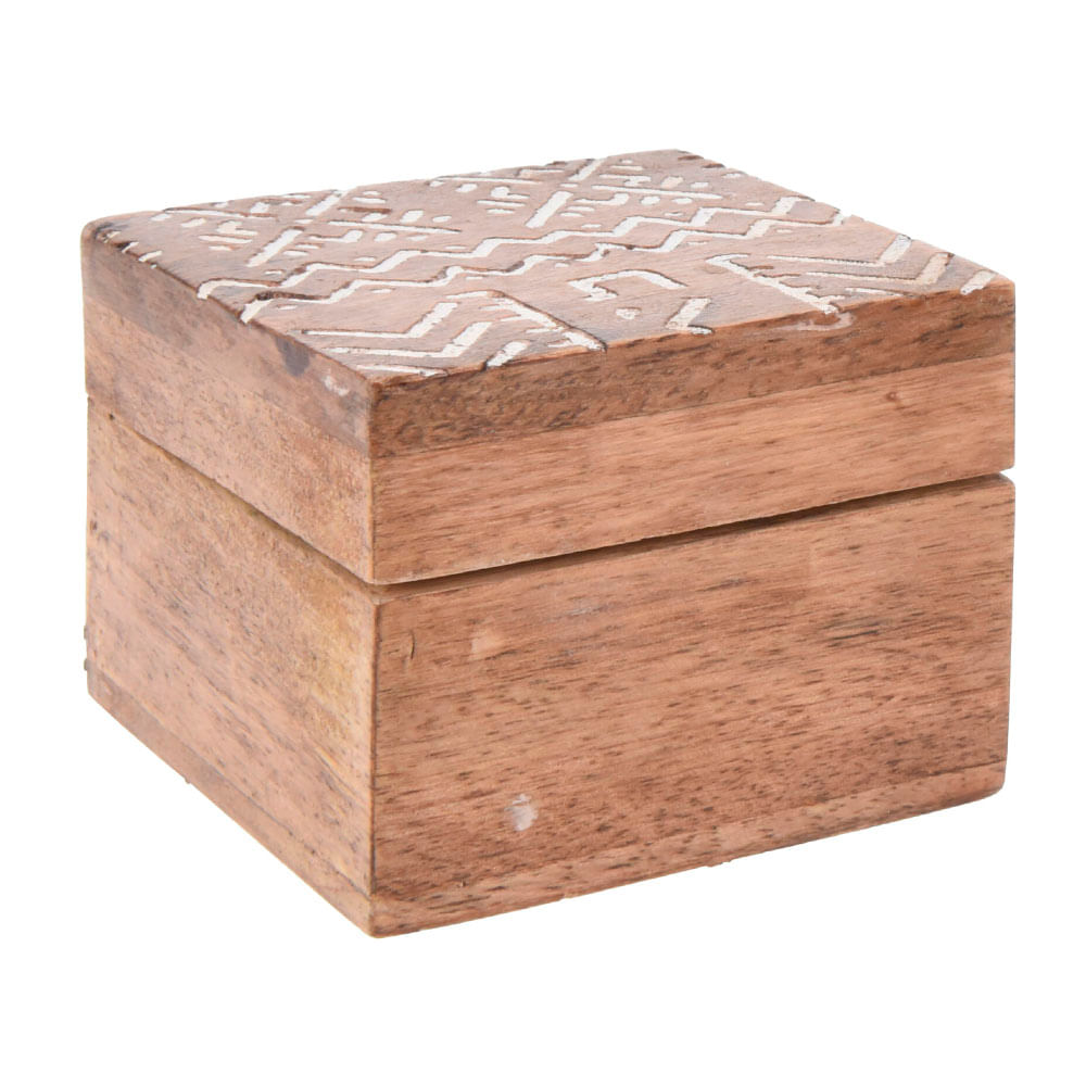 Caja con Tapa H&S Collection Madera Mango 7x5cm
