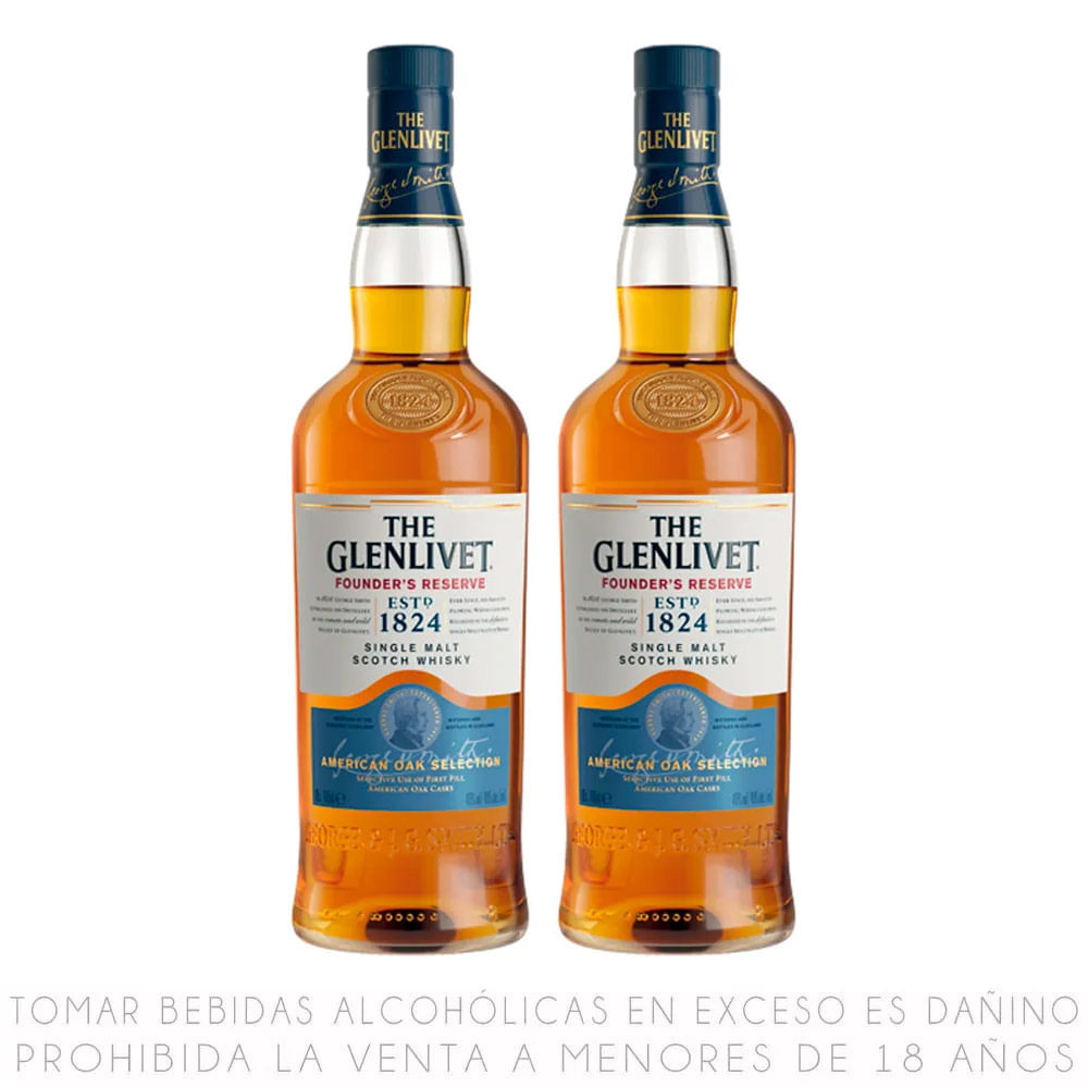 Twopack Whisky The Glenlivet Founders Reserve Botella 700ml