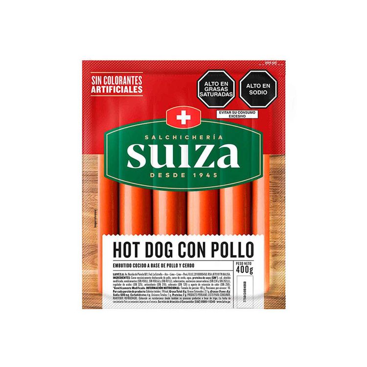 Hot Dog de Pollo Suiza Paquete 400 g