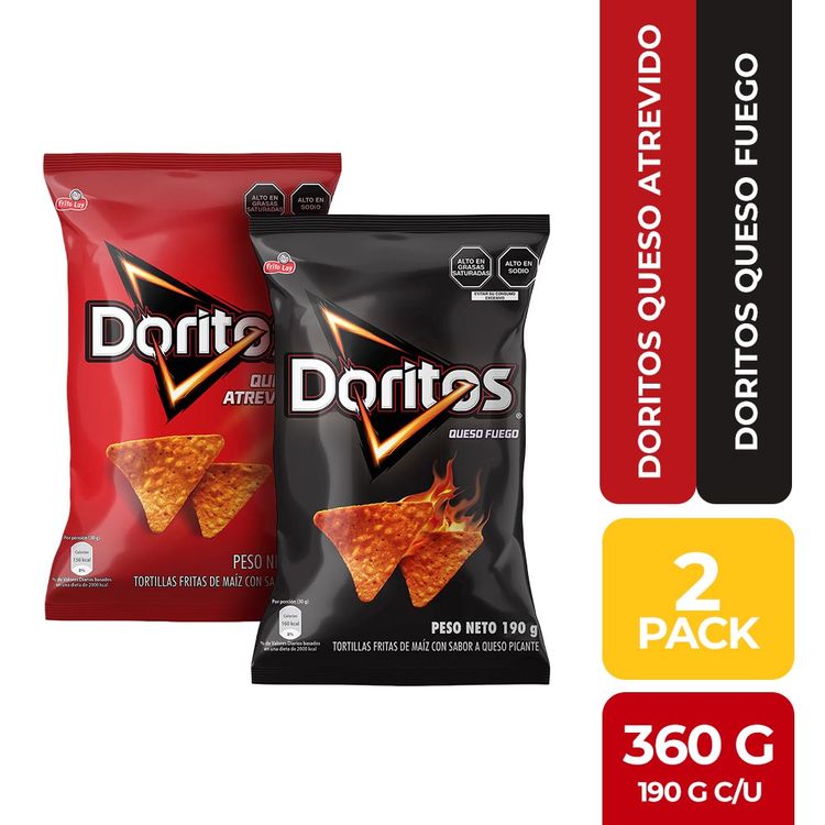 Pack Doritos 190g: Queso Atrevido + Queso Fuego