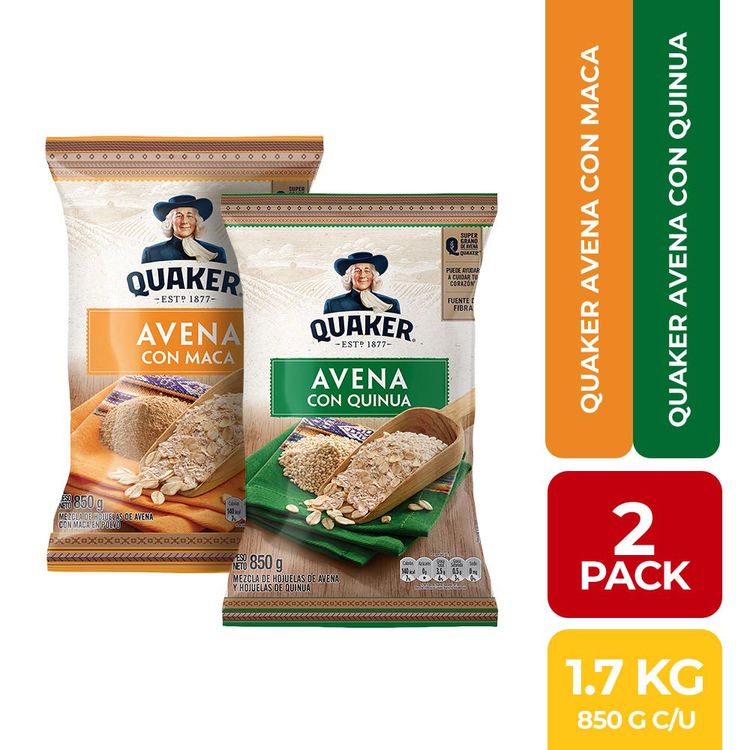 Pack Quaker 850g: Avena con Quinua + Avena con Maca