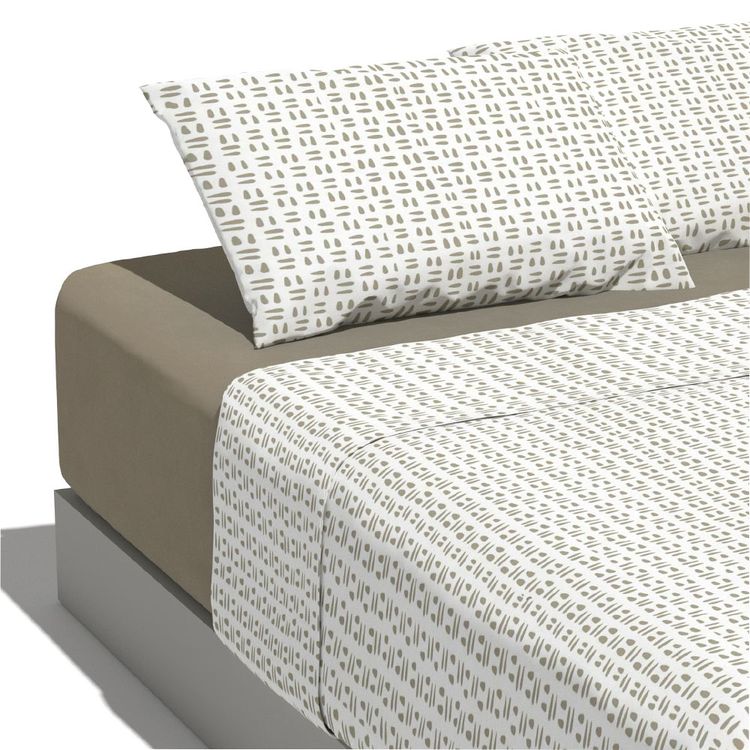 SABANA EST 1.5P TRAMA TOSTADA 132H POLIC Juego de Sábanas Estampada Krea 1.5 Plaza Trama Tostada 132H Polialgodón