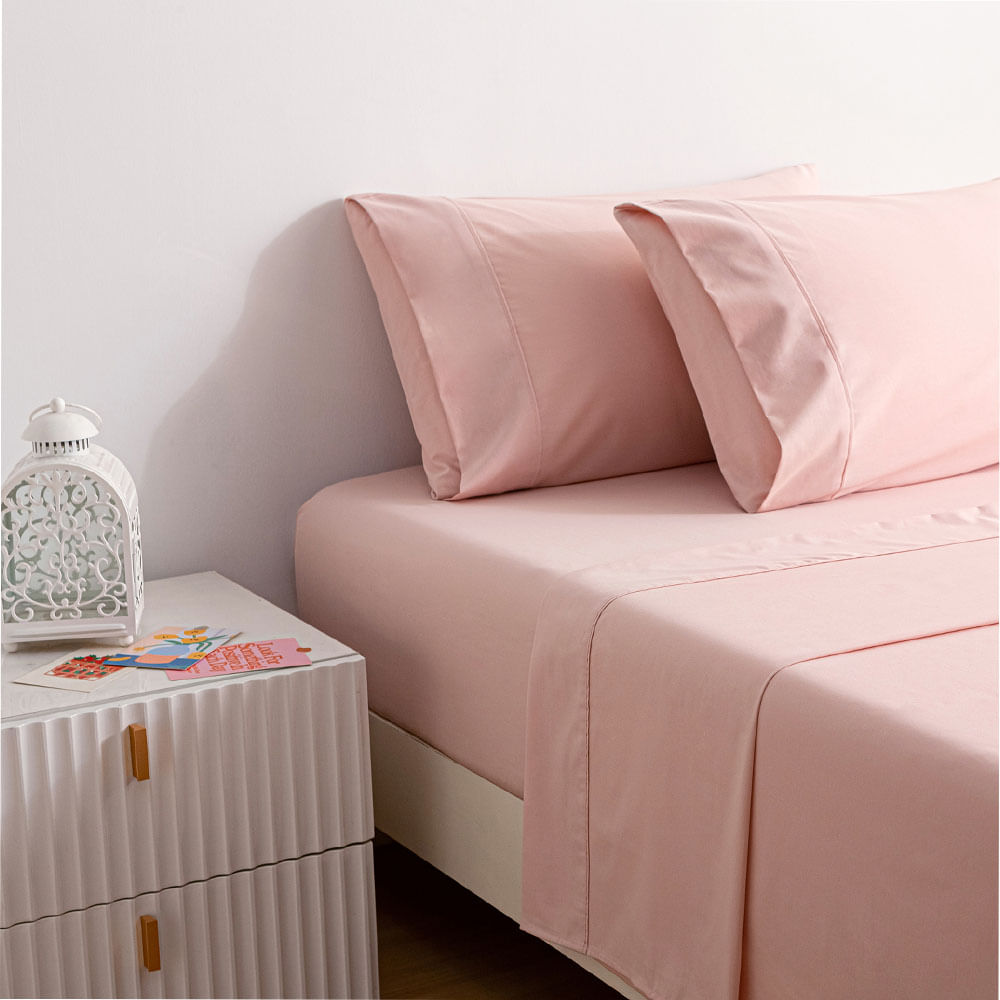 SABANA LISA 2P 144H POLICOT ROSA