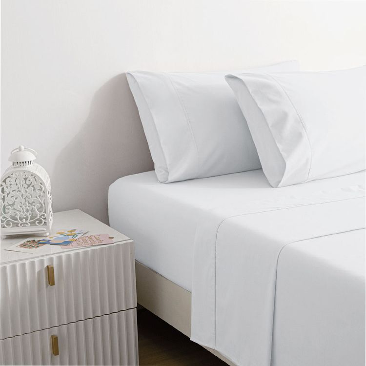 SABANA LISA 2P 180 H POLICOTTON-BLANCO Juego de Sábanas Lisa Krea 2 Plazas 180H Polialgodón Blanco