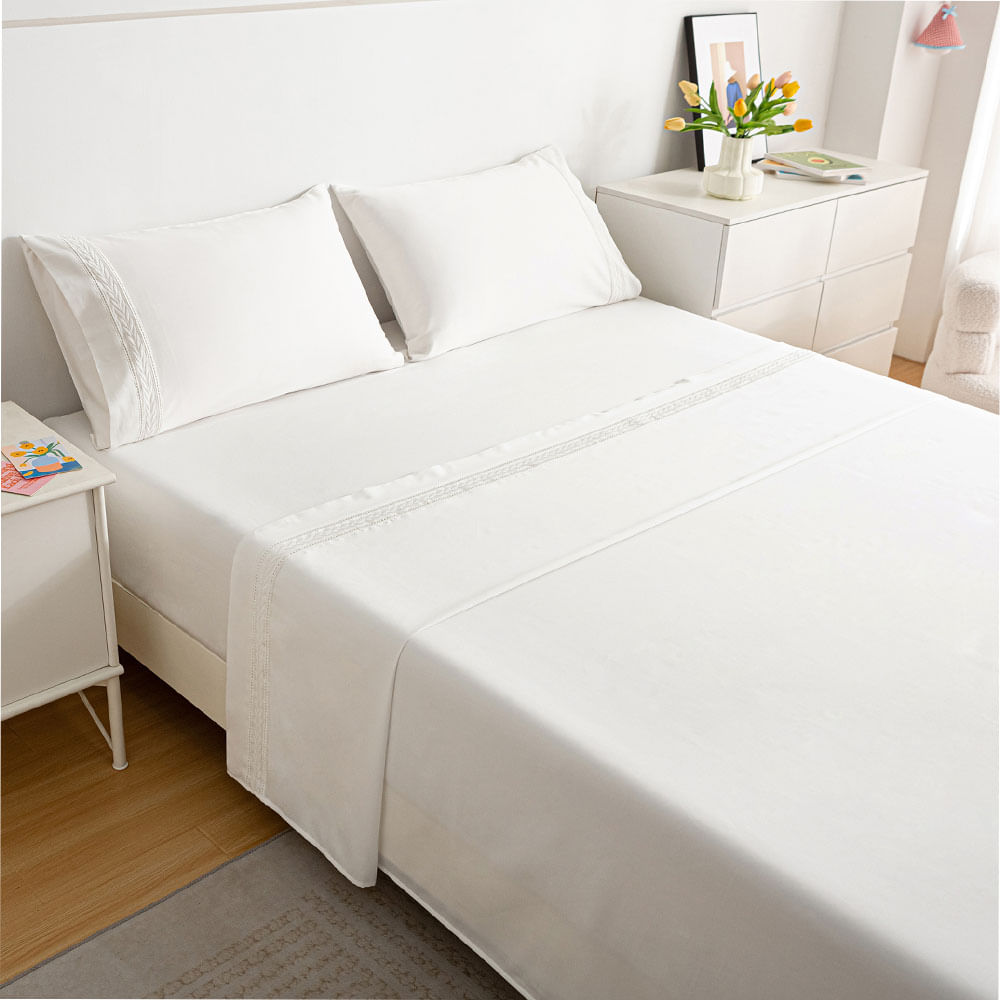 SABANA BORDADA 1.5P 300H ALG ESPIGA