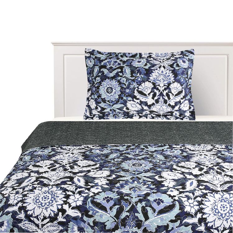 Quilt Estampado Krea 1.5 Plaza Superior Boho Índigo